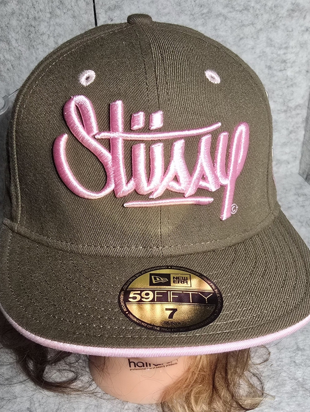 🧢 Stüssy x New Era 59FIFTY Fitted Hat – Size 7 – Brown / Pink – New w/ Tags